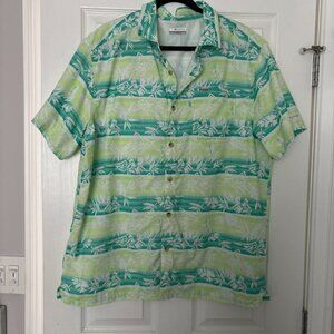 Columbia Men’s Super Slack Tide Camp Shirt Moisture Wicking, Lime Glow Ombre XL